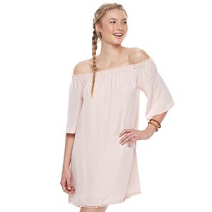 Juniors' Pink Republic Off The Shoulder Shift Dress