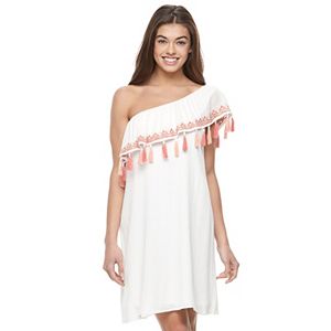 Juniors' Lily Rose Fringe One Shoulder Dress