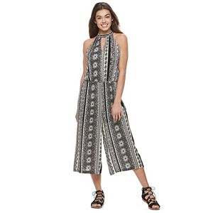 Juniors' Lily Rose Print Gaucho Jumpsuit