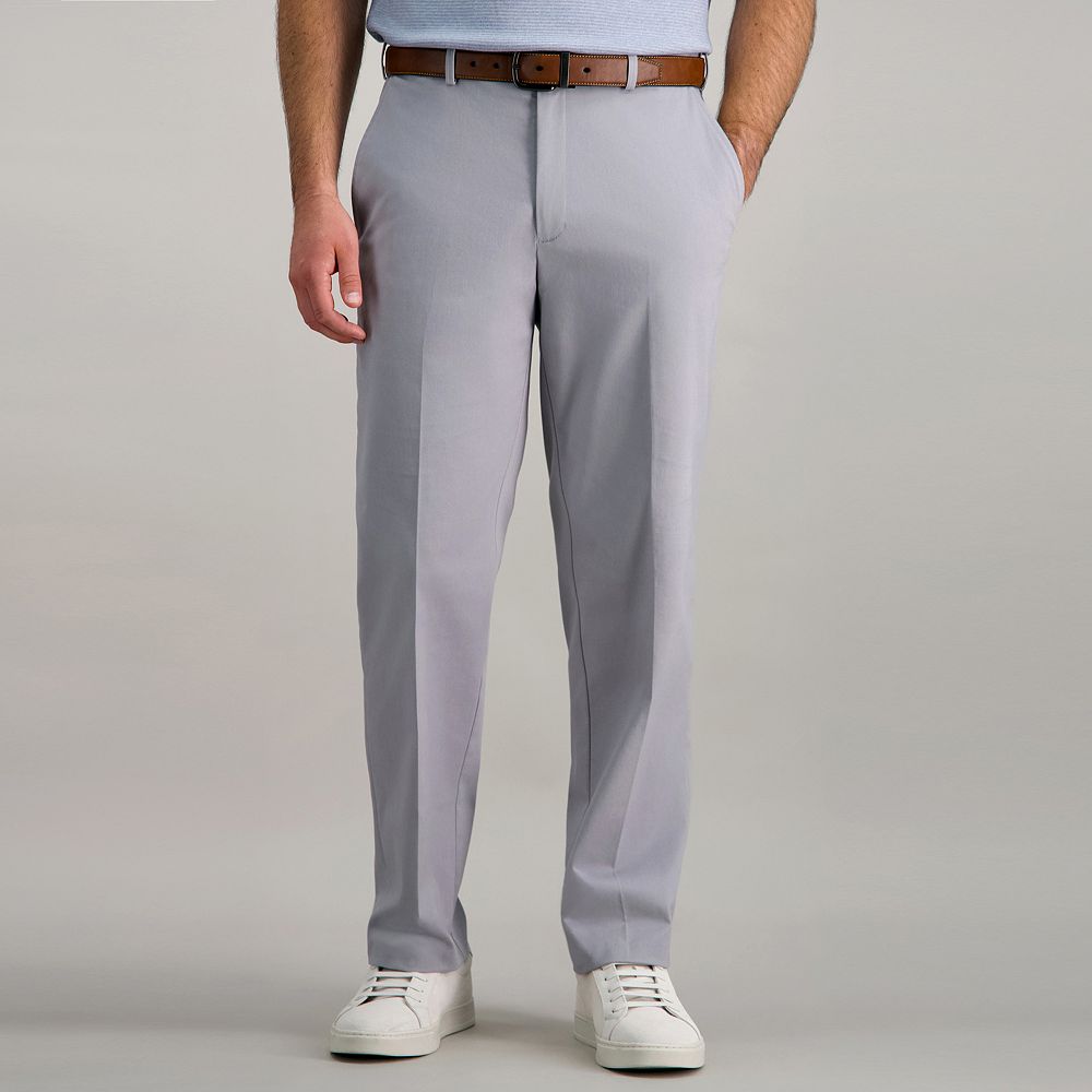 Menâs HaggarÂ® Premium No-Iron Khaki Stretch Classic-Fit Flat-Front Expandable Waist Pants