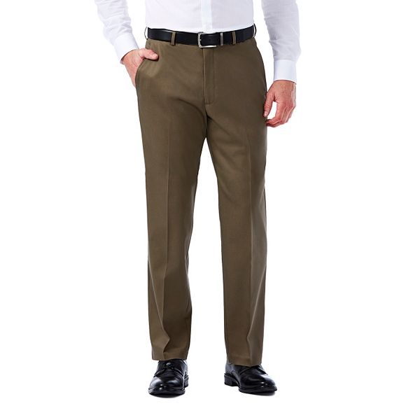 Haggar Men's Iron Free Premium Khaki Classic Fit Flat Front Expandable