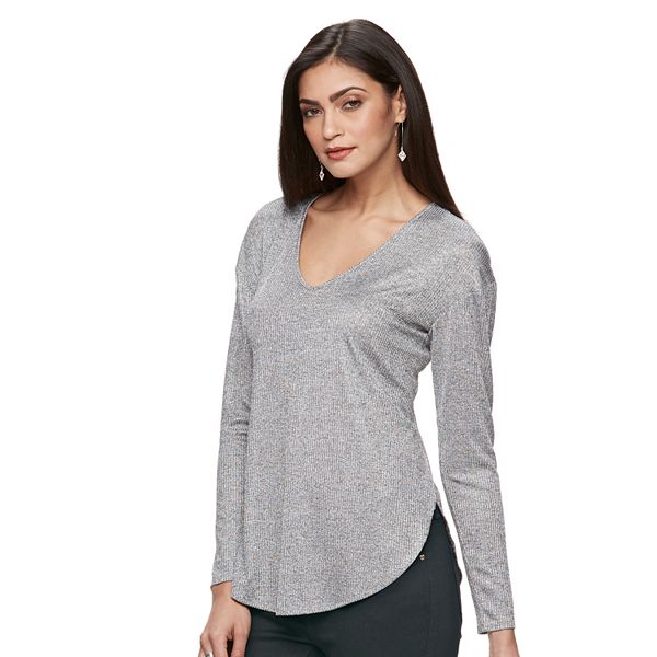 Women's Jennifer Lopez Ribbed Keyhole Tee