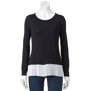 Women's ELLE™ Pleated Mock-Layer Top