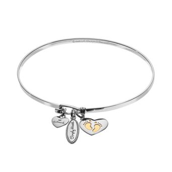 Hallmark Sterling Silver "Simply Blessed" & Newborn Charm Bangle Bracelet