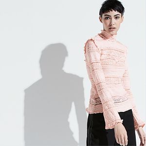 k/lab Mockneck Sheer Lace Top