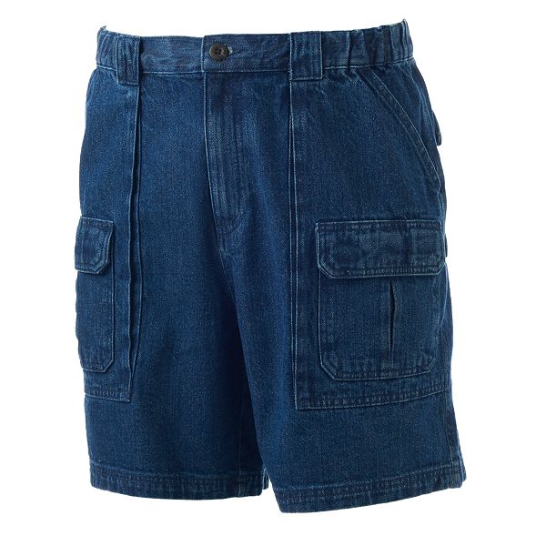 【KOOLOSET】Salt Washed Bermuda Cargo Denim Men's Croft & Barrow® Classic-Fit Denim Side-Elastic Cargo