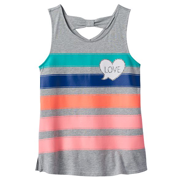 Girls 7-16 SO® Bow Back Printed Tank Top