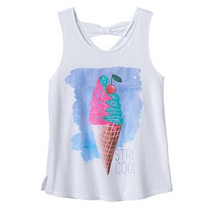 Girls 7-16 SO® Bow Back Printed Tank Top