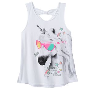 Girls 7-16 SO® Bow Back Printed Tank Top