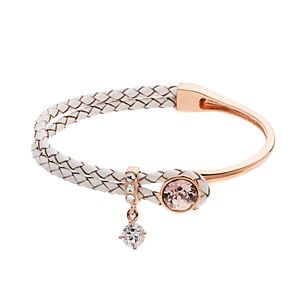 Brilliance Rose Gold Tone & Leather Bracelet with Swarovski Crystals