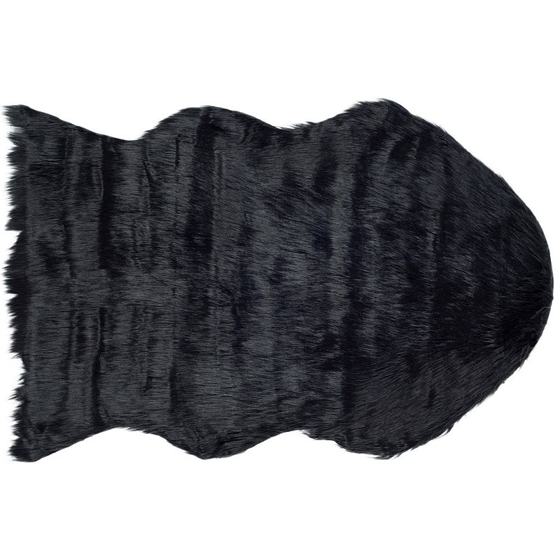 Safavieh Denali Faux Sheep Skin Rug, Black, 4X6 Ft