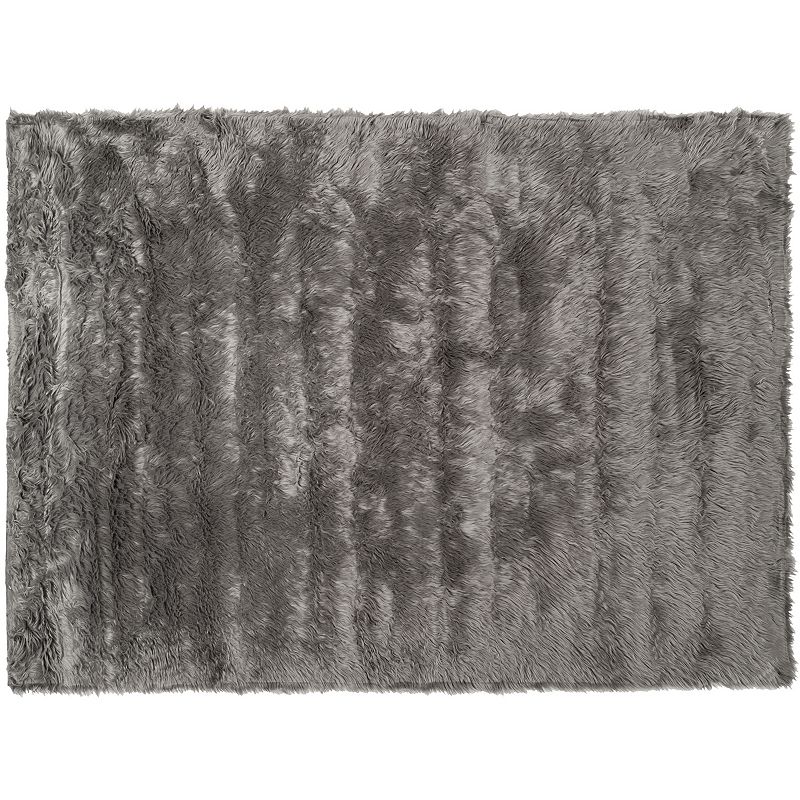 Safavieh Rainier Faux Sheep Skin Rug, Grey, 6Ft Rnd