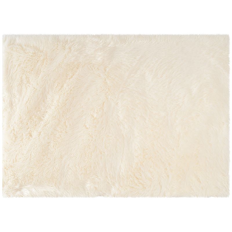 Safavieh Rainier Faux Sheep Skin Rug, White, 6Ft Rnd