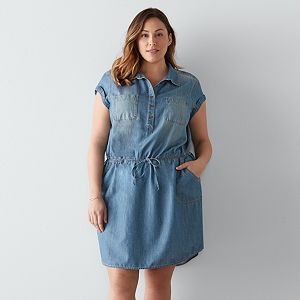 Plus Size SONOMA Goods for Life™ Chambray Shirtdress