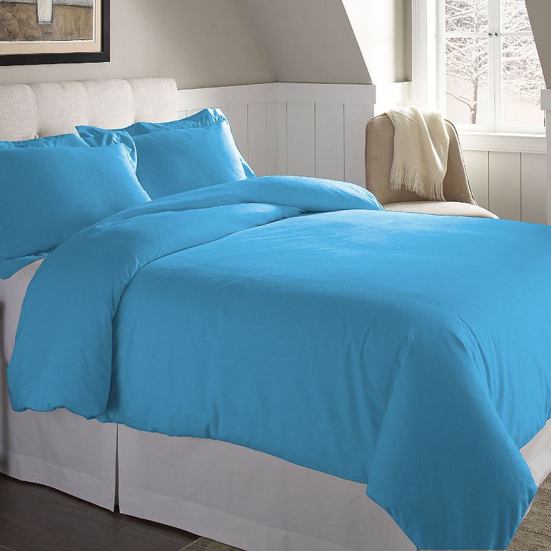 Pointehaven Flannel Duvet Cover Set, Turquoise/Blue, Full/Queen