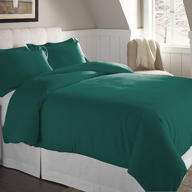 Pointehaven Flannel Duvet Cover Set, Green, Twin