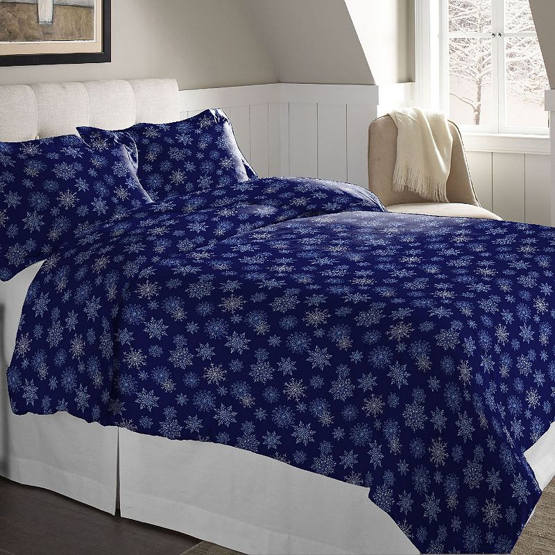 73908086 Pointehaven Flannel Duvet Cover Set, Blue, King sku 73908086