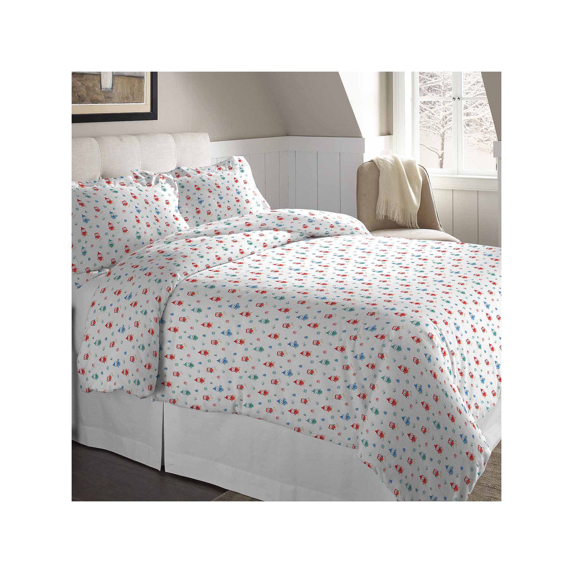 Pointehaven Flannel Duvet Cover Set, Owls