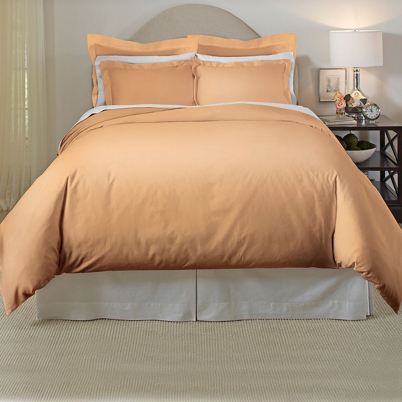 Pointehaven 3-piece 620 Thread Count Cotton Duvet Cover Set, Lt Brown, King