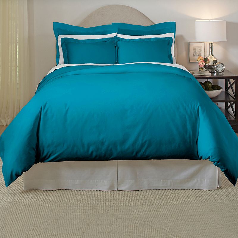 Pointehaven 3-piece 620 Thread Count Cotton Duvet Cover Set, Turquoise/Blue