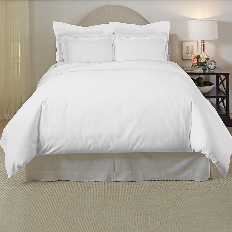 Pointehaven 3-piece 620 Thread Count Cotton Duvet Cover Set, White, Full/Qu