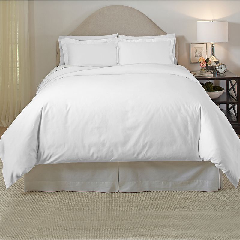 Pointehaven 410 Thread Count Cotton Duvet Cover Set, White, King