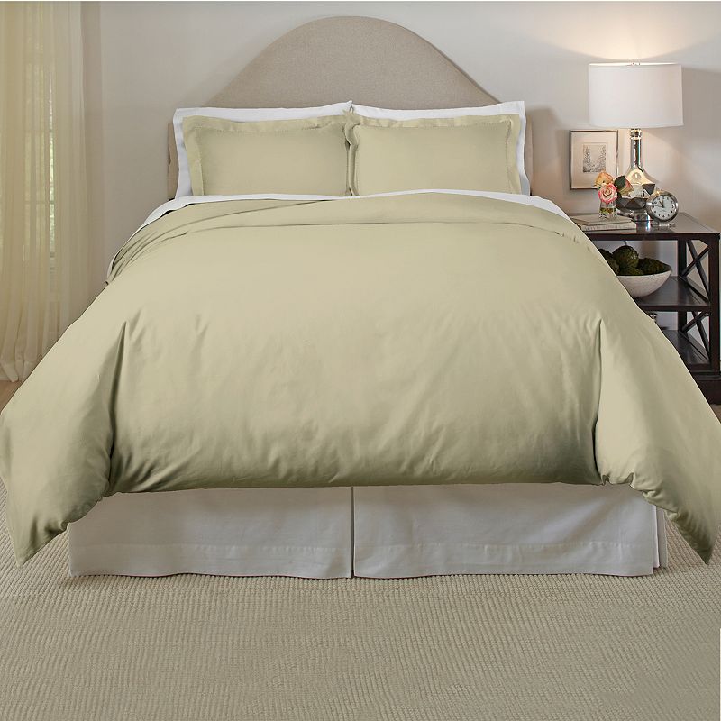 Pointehaven 300 Thread Count Cotton Duvet Cover Set, Natural, Full/Queen