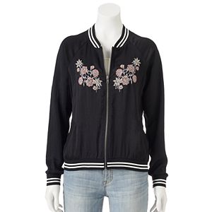 Juniors' About A Girl Floral Bomber Jacket