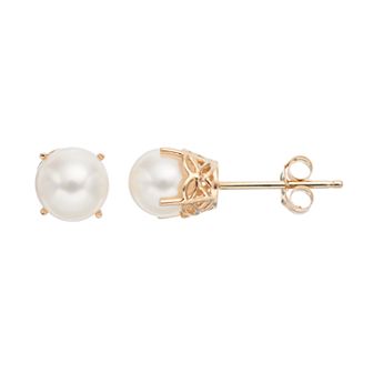 Celebration Gems 14k Gold Freshwater Cultured Pearl Stud Earrings