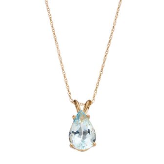 Celebration Gems 14k Gold Aquamarine Teardrop Pendant