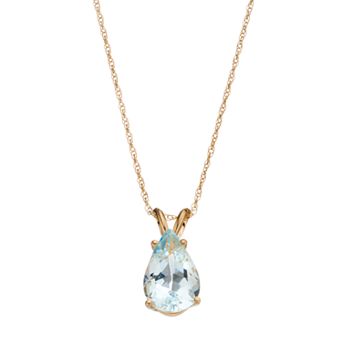 Celebration Gems 14k Gold Aquamarine Teardrop Pendant