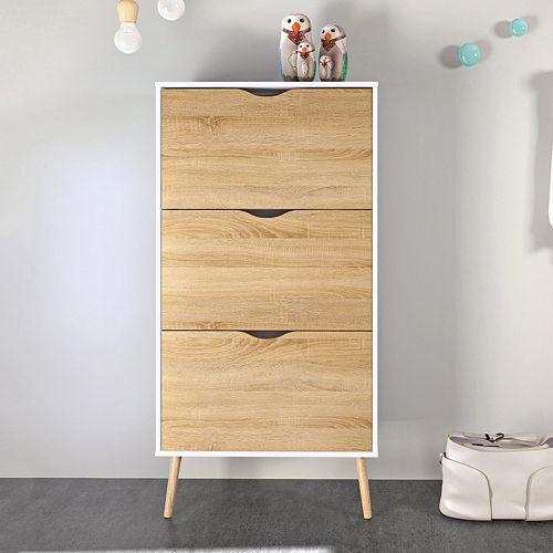 Diana Two-Tone 3-Drawer Shoe Cabinet 