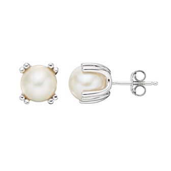 Celebration Gems Sterling Silver Freshwater Cultured Pearl Stud Earrings