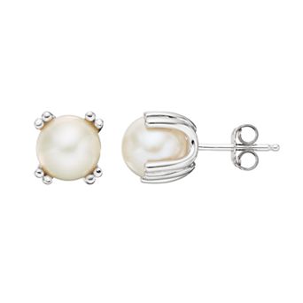 Celebration Gems Sterling Silver Freshwater Cultured Pearl Stud Earrings