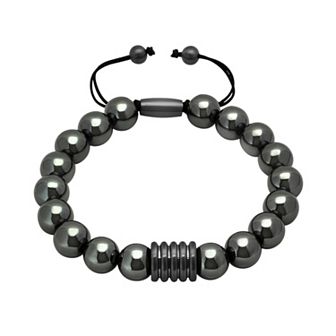 Men's Steel Nation Stainless Steel Hematite Beaded Bolo Bracelet