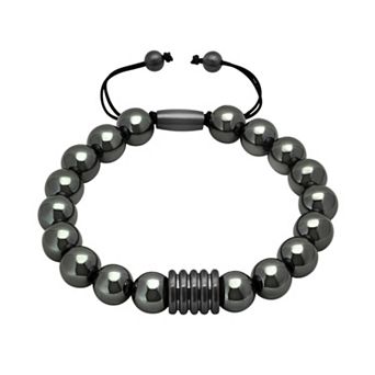 Men's Steel Nation Stainless Steel Hematite Beaded Bolo Bracelet