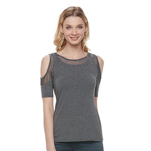 Women's Rock & Republic® Studded Cold-Shoulder Tee