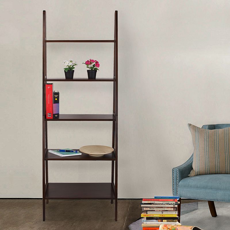Casual Home 5-Shelf Ladder Bookcase, Brown