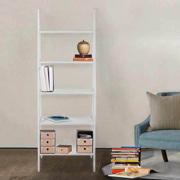 Casual Home 5 Shelf Ladder Bookcase, Casual Home 5 Shelf Ladder Bookcase White