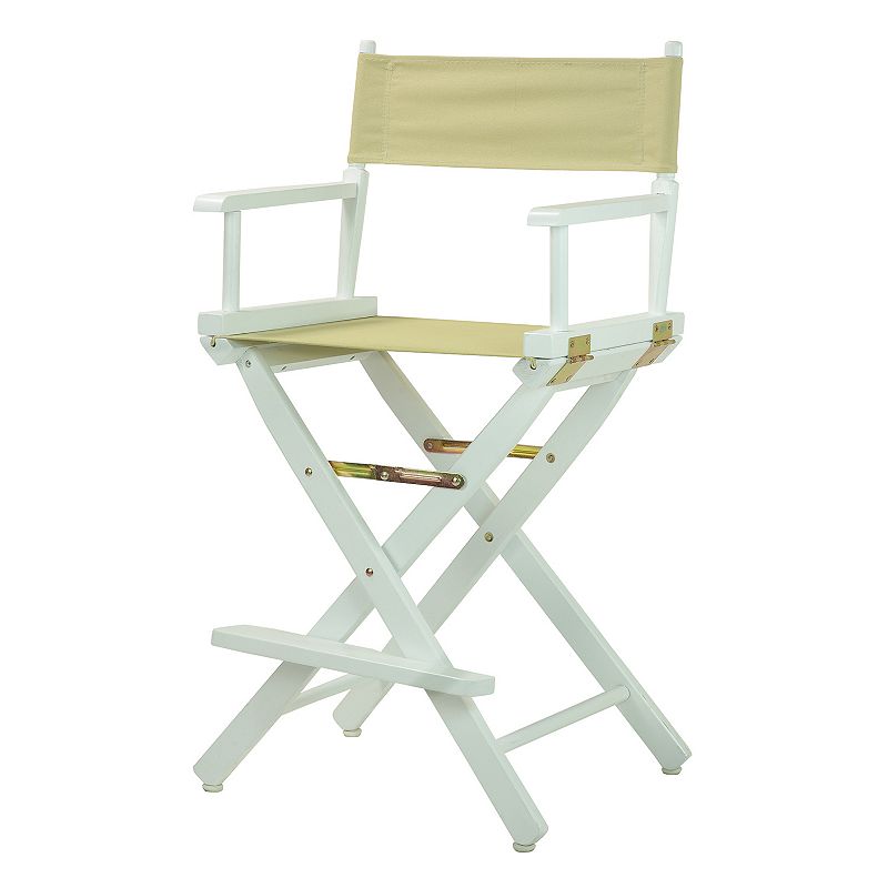 Casual Home 24 White Finish Directors Chair, Beig/Green