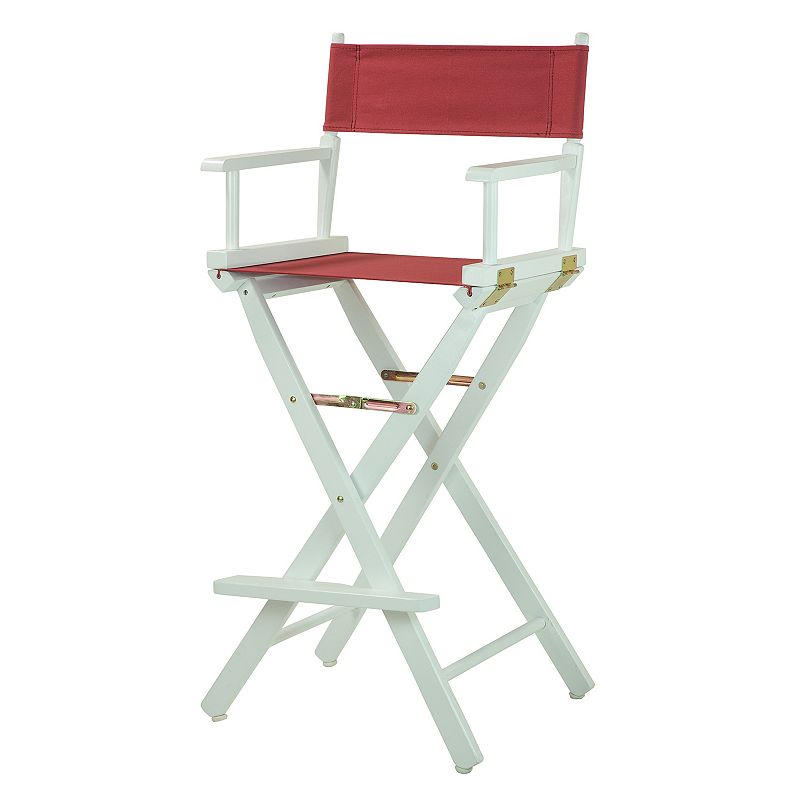 Casual Home 30 White-Finish Directors Chair Bar Stool, Red