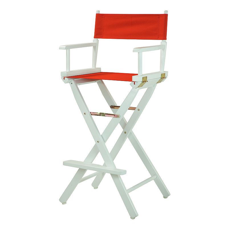 Casual Home 30 White-Finish Directors Chair Bar Stool, Red