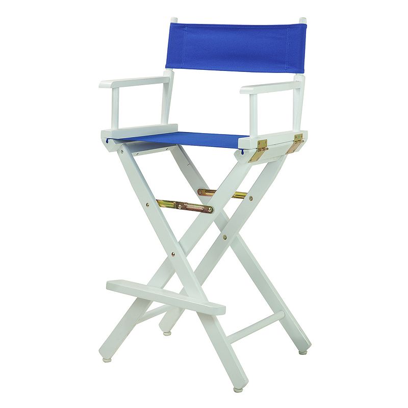 Casual Home 30 White-Finish Directors Chair Bar Stool, Blue