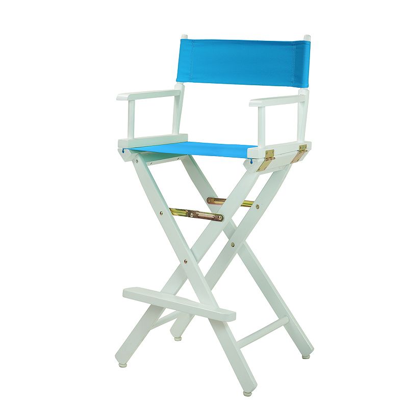Casual Home 30 White-Finish Directors Chair Bar Stool, Blue