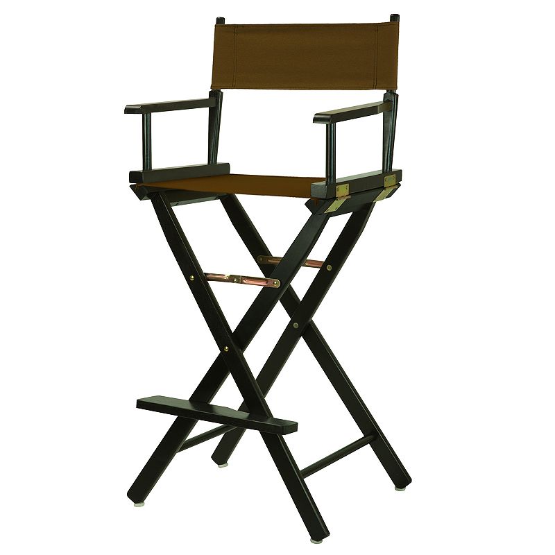 Casual Home 30 Black Finish Directors Chair Bar Stool, Brown
