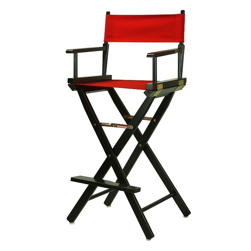 Casual Home 30 Black Finish Directors Chair Bar Stool, Red