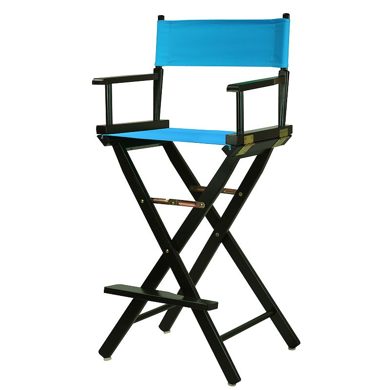 Casual Home 30 Black Finish Directors Chair Bar Stool, Blue