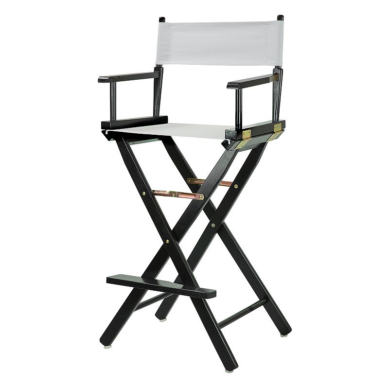 Casual Home 30 Black Finish Directors Chair Bar Stool, White
