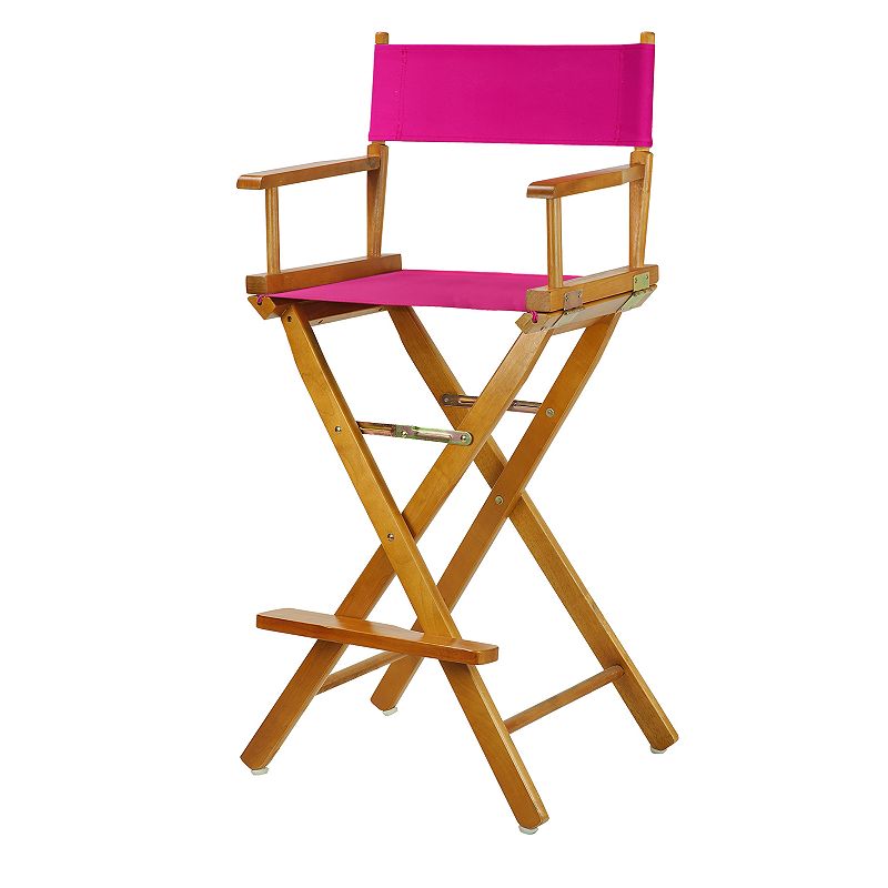 Casual Home 30 Honey Finish Directors Chair Bar Stool, Pink