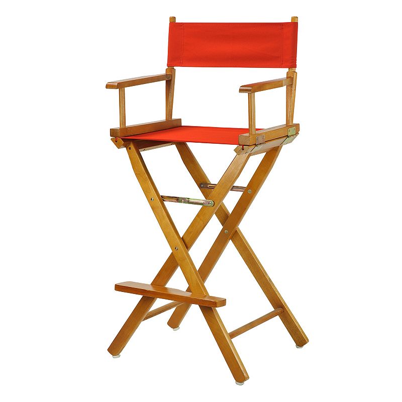 Casual Home 30 Honey Finish Directors Chair Bar Stool, Red